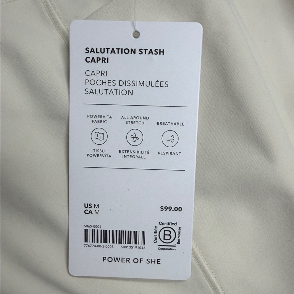 Athleta Salutation Stash High Rise Capri Legging Bone NWT - Picture 2 of 4
